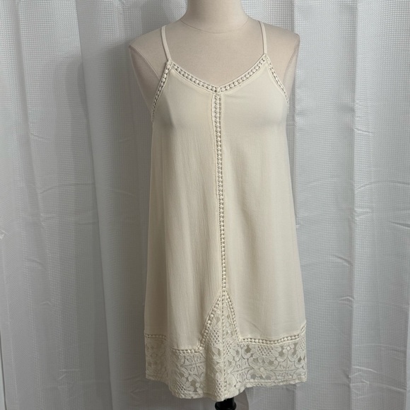 She + Sky Dresses & Skirts - She + Sky Women's Boho Floral Lace Detailing Spaghetti Strap Mini Dress, Cream